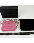Chanel Tweed Quilted Mini Flap Pink Chain Waist Shoulder Bag