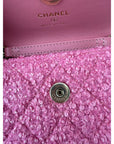 Chanel Tweed Quilted Mini Flap Pink Chain Waist Shoulder Bag