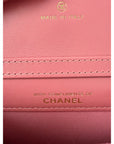 Chanel Tweed Quilted Mini Flap Pink Chain Waist Shoulder Bag