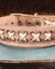 Vintage Woven Leather Cuff Bracelet X-Pattern 005B