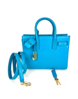 Saint Laurent Sac De Jour Blue Leather Crossbody Hand Bag