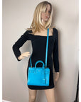 Saint Laurent Sac De Jour Blue Leather Crossbody Hand Bag
