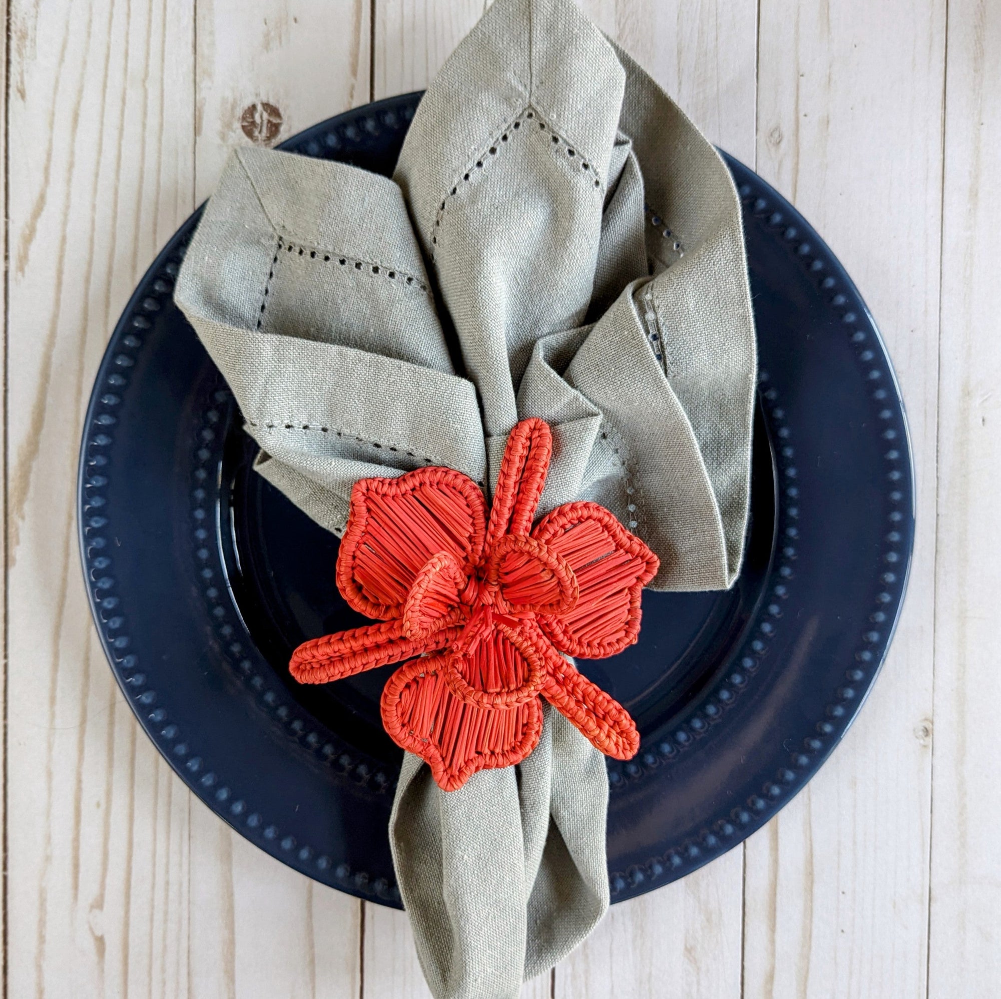Christmas Orchid Handwoven Iraca Napkin Ring