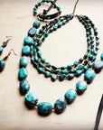 Triple Strand Natural Turquoise & Copper Collar Necklace 250n