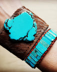 **Woven Imperial Jasper Stacked Stone Bracelet-Turquoise 803t