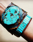 **Woven Imperial Jasper Stacked Stone Bracelet-Turquoise 803t