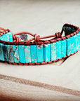 **Woven Imperial Jasper Stacked Stone Bracelet-Turquoise 803t
