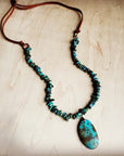 Natural Turquoise Chunky Necklace with Large Natural Pendant 250f