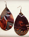 **Leather Teardrop Earrings in Brown Laredo 202c