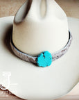 Spotted Hair-on-Hide Leather Hat Band Only w/ Turquoise Slab 950f