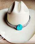 Spotted Hair-on-Hide Leather Hat Band Only w/ Turquoise Slab 950f