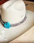 Spotted Hair-on-Hide Leather Hat Band Only w/ Turquoise Slab 950f
