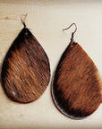 **Leather Teardrop Earrings in Brown Hair on Hide 202m