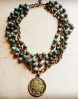 African Turquoise Collar-Length Necklace Indian Buffalo Coin 250t