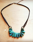 Natural Turquoise with Leather Cord Necklace 250v