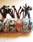 **Narrow Leather Cuff in Cowboy Turquoise w/ adjustable leather 001f