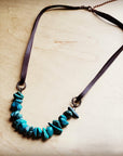 Natural Turquoise with Leather Cord Necklace 250v