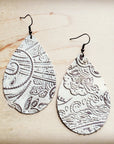 **Leather Teardrop Earring-Oyster Paisley 203h