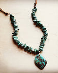 Natural Turquoise Chunky Necklace with Large Natural Pendant 250f