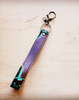 **Embossed Leather Key Chain Strap Turquoise Steer 701b