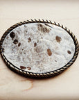 Rope Edge Gold Metallic Hair on Hide Leather Belt Buckle 902b