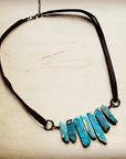 Regalite Slab Necklace with Leather Closure 252j