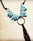 Imperial Jasper Slab Necklace w/ Copper Hoop & Tassel 252h