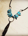 Imperial Jasper Slab Necklace w/ Copper Hoop & Tassel 252h