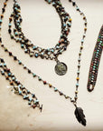 Amazonite Beaded Necklace with Antique Gold Feather 251x