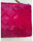 Chanel Velvet Quilted Timeless Fuchsia Wallet Chain Clutch