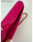 Chanel Velvet Quilted Timeless Fuchsia Wallet Chain Clutch