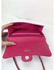 Chanel Velvet Quilted Timeless Fuchsia Wallet Chain Clutch