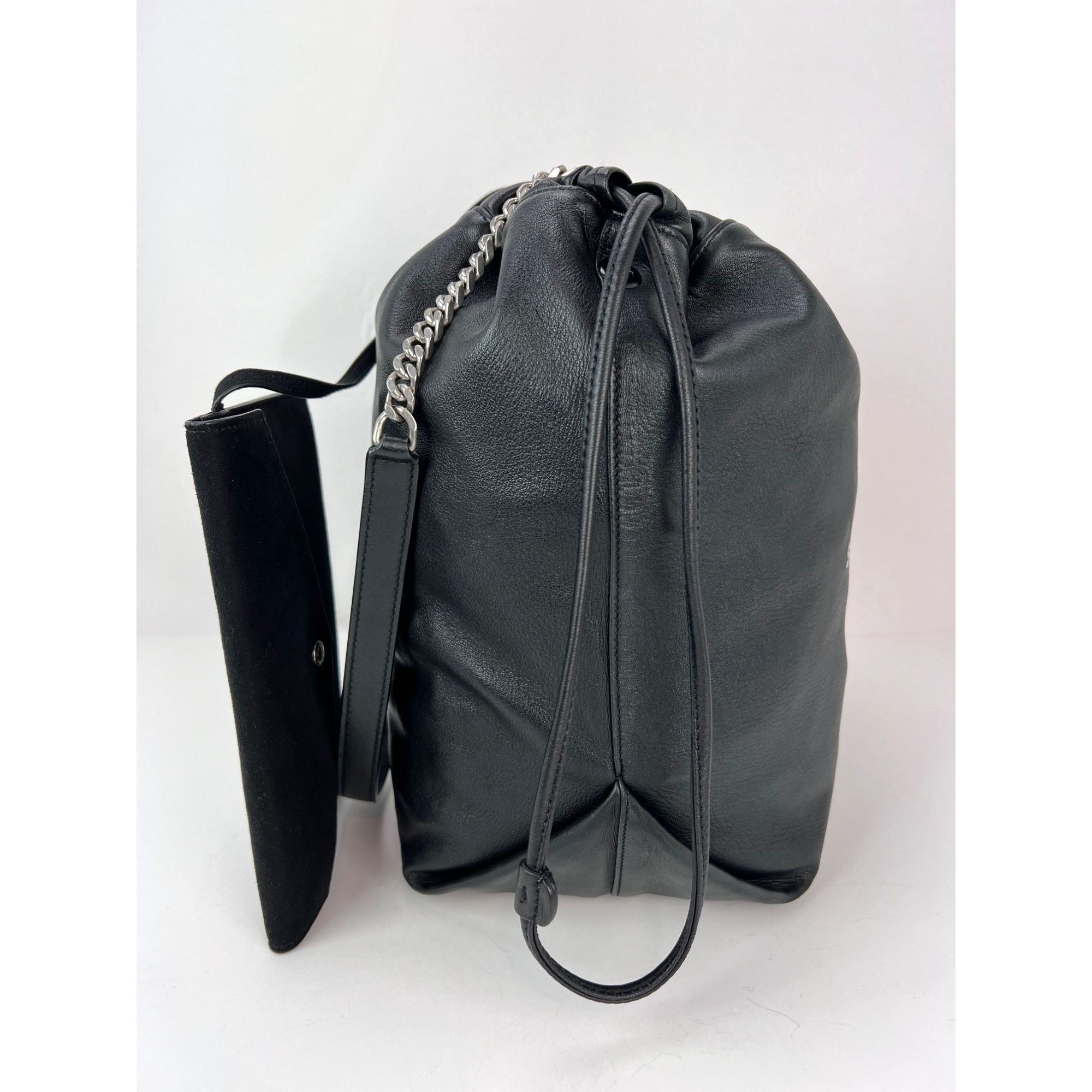 Saint Laurent Lambskin Teddy Drawstring Sac Bucket Bag