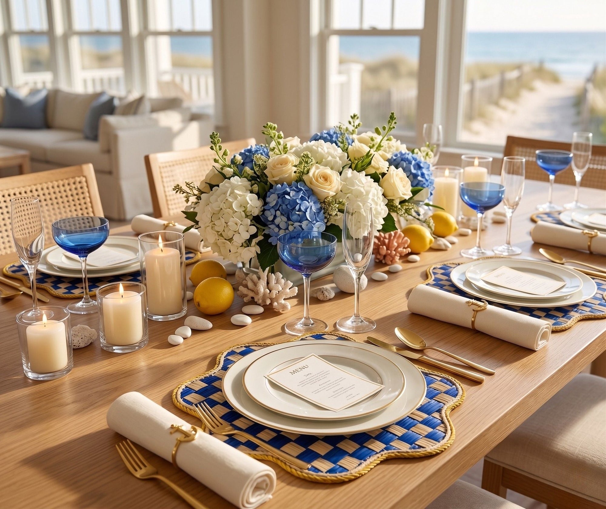 Checkerboard Scalloped Handwoven Iraca Placemat