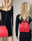 Chanel Aged Calfskin Quilted Small Gabrielle Red Backpack