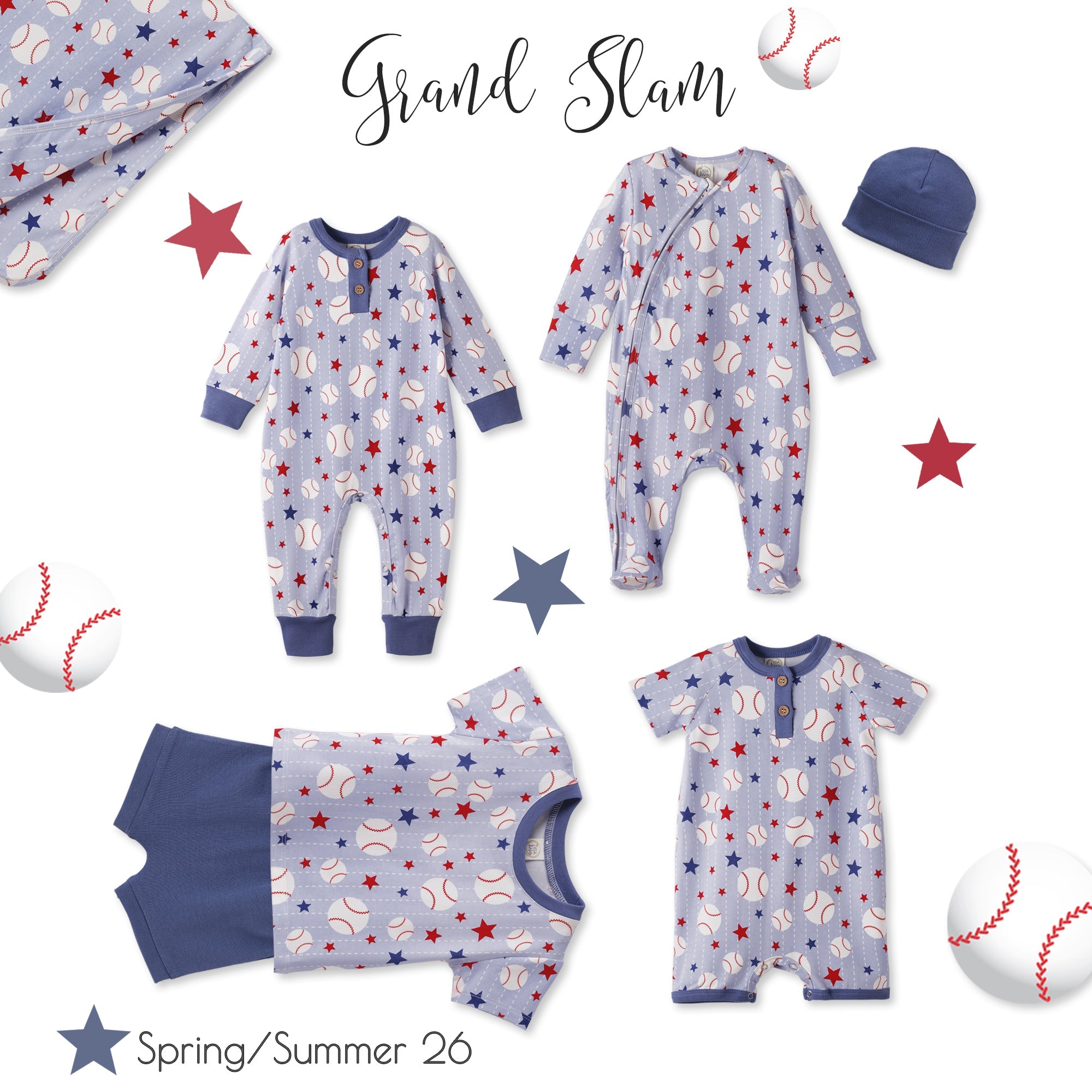 Grand Slam Baseball Bamboo Tee &amp; Cotton Shorts Set for Boys