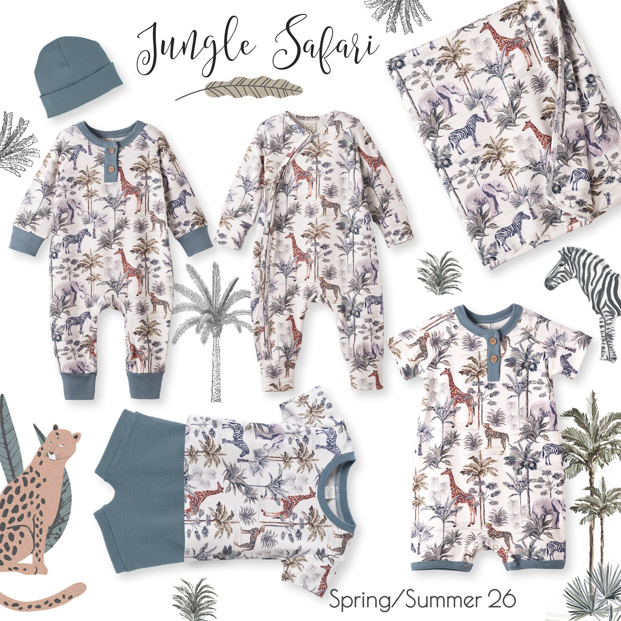 Jungle Safari Baby Boy Bamboo-Cotton Top &amp; Shorts Set