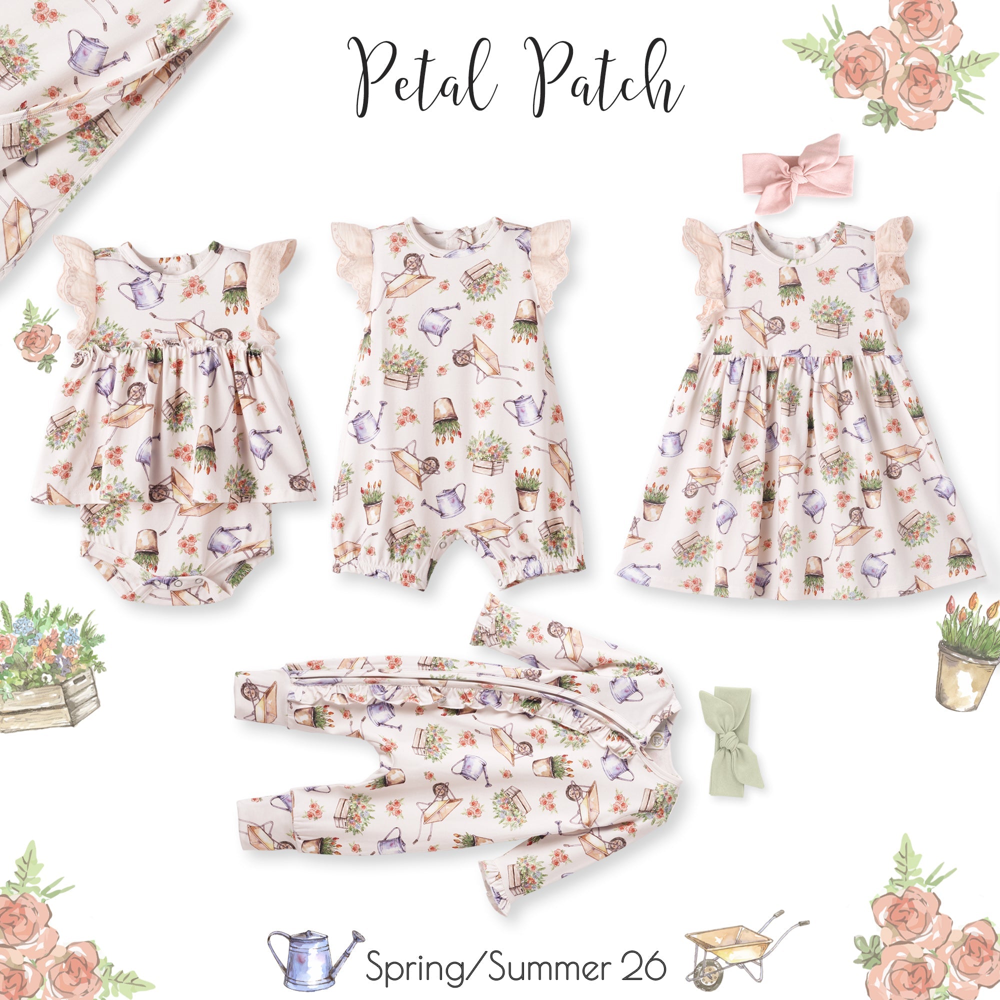 Petal Patch Baby Girl Dress – Bamboo &amp; Eyelet Garden Dress