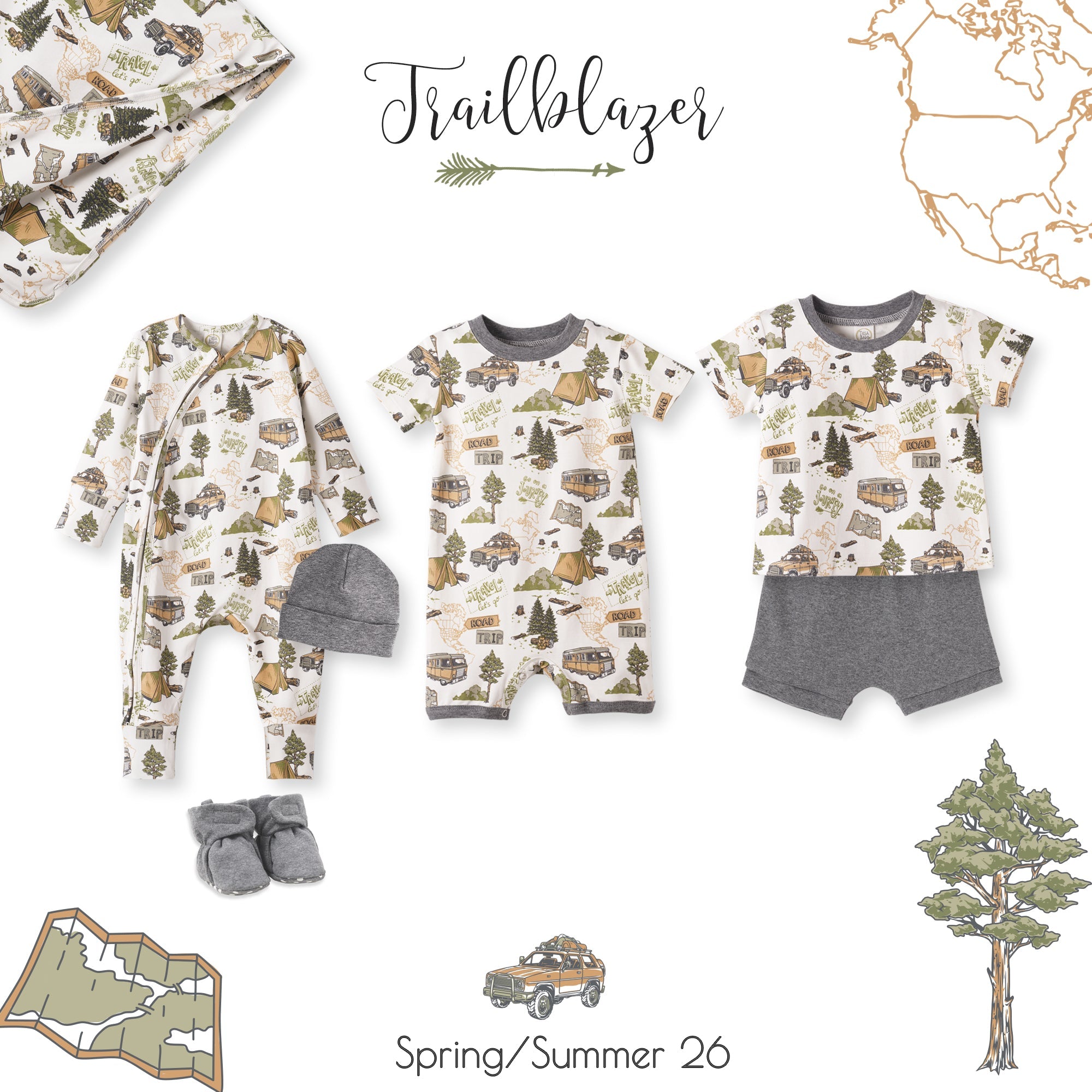 Trailblazer Bamboo T-Shirt &amp; Cotton Shorts Set for Boys