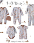 Wild Wrangler/Blue Western Baby Boy Bamboo Zipper Romper