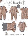 Wild Wrangler/Brown Western Bamboo Henley Romper for Babies