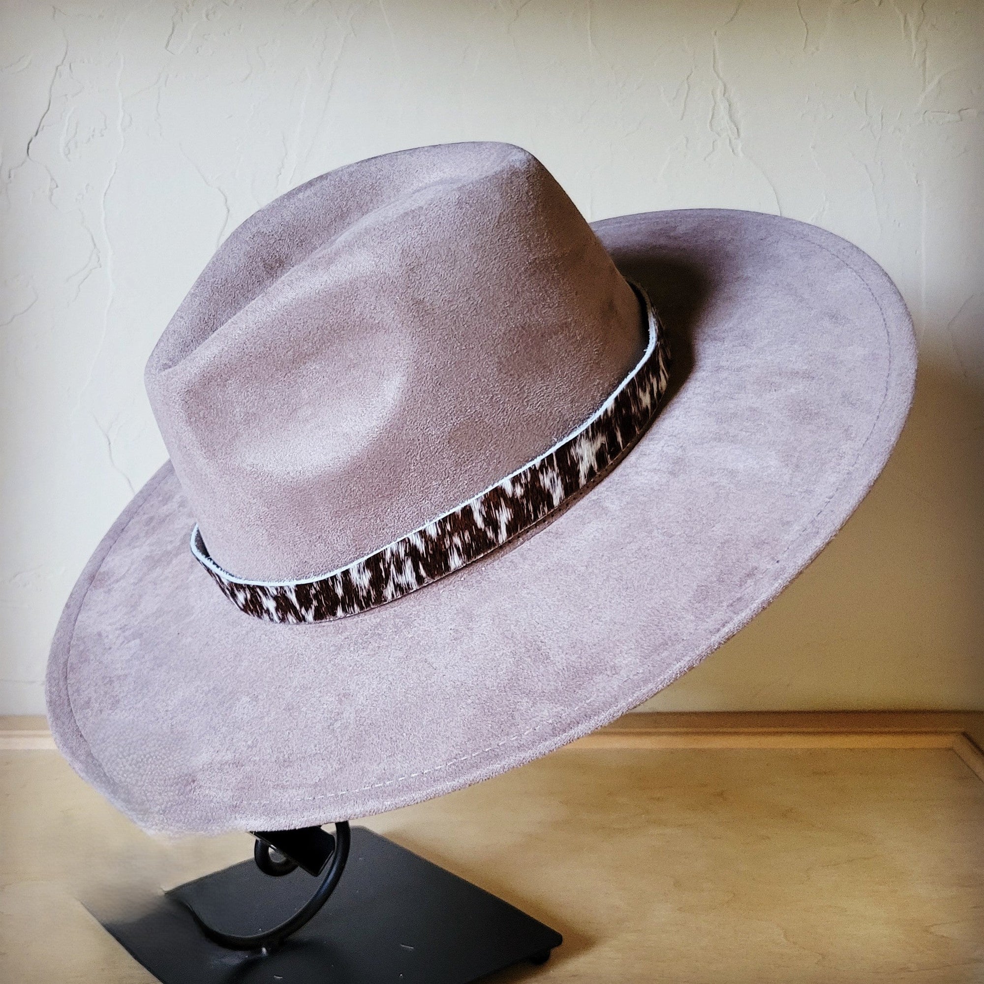 Taupe Boho Western Hat w/ Choice of Leather Band &amp; Turquoise Slab 983w