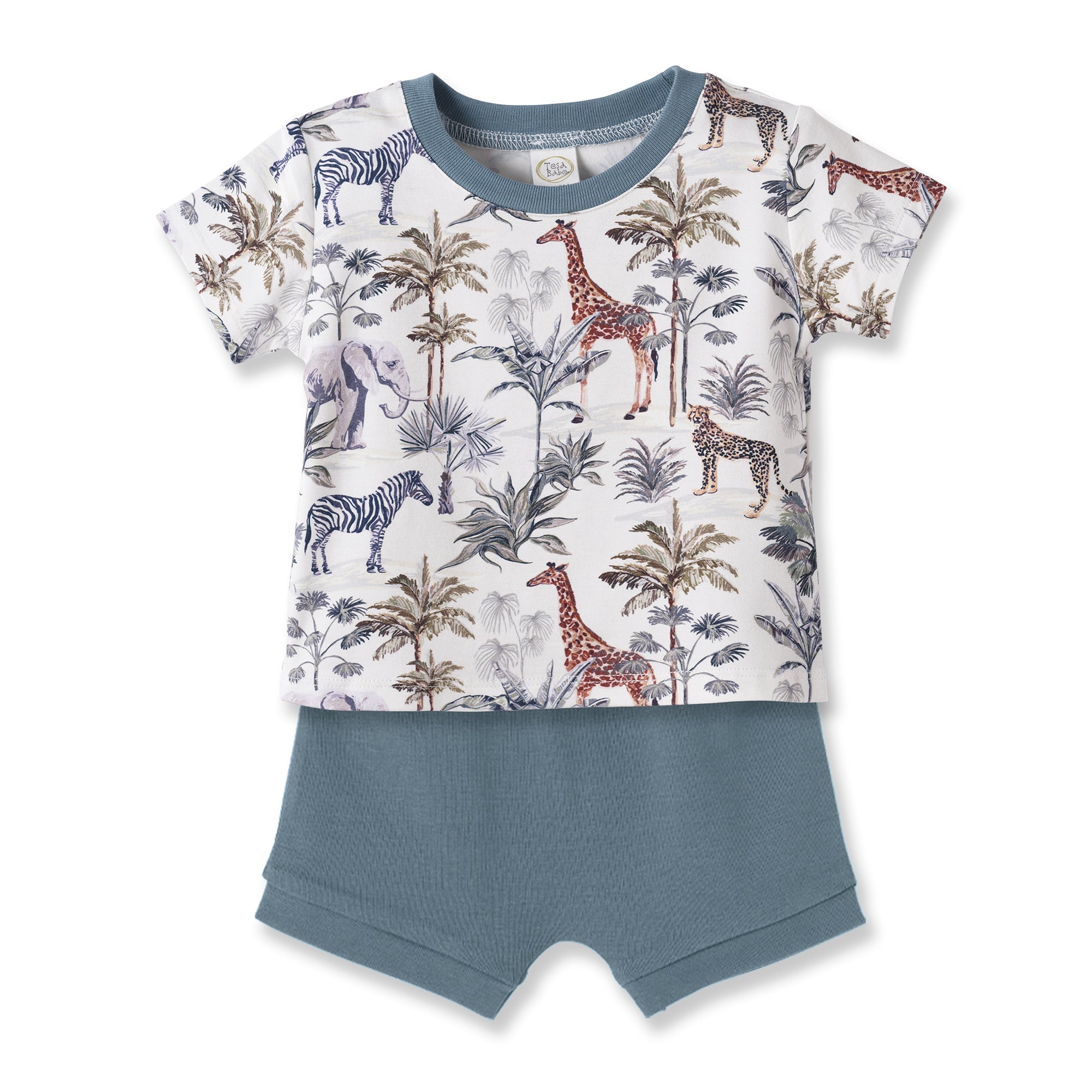 Jungle Safari Baby Boy Bamboo-Cotton Top &amp; Shorts Set