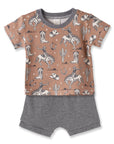 Wild Wrangler/Brown Western Bamboo Cotton Boys' Short Set