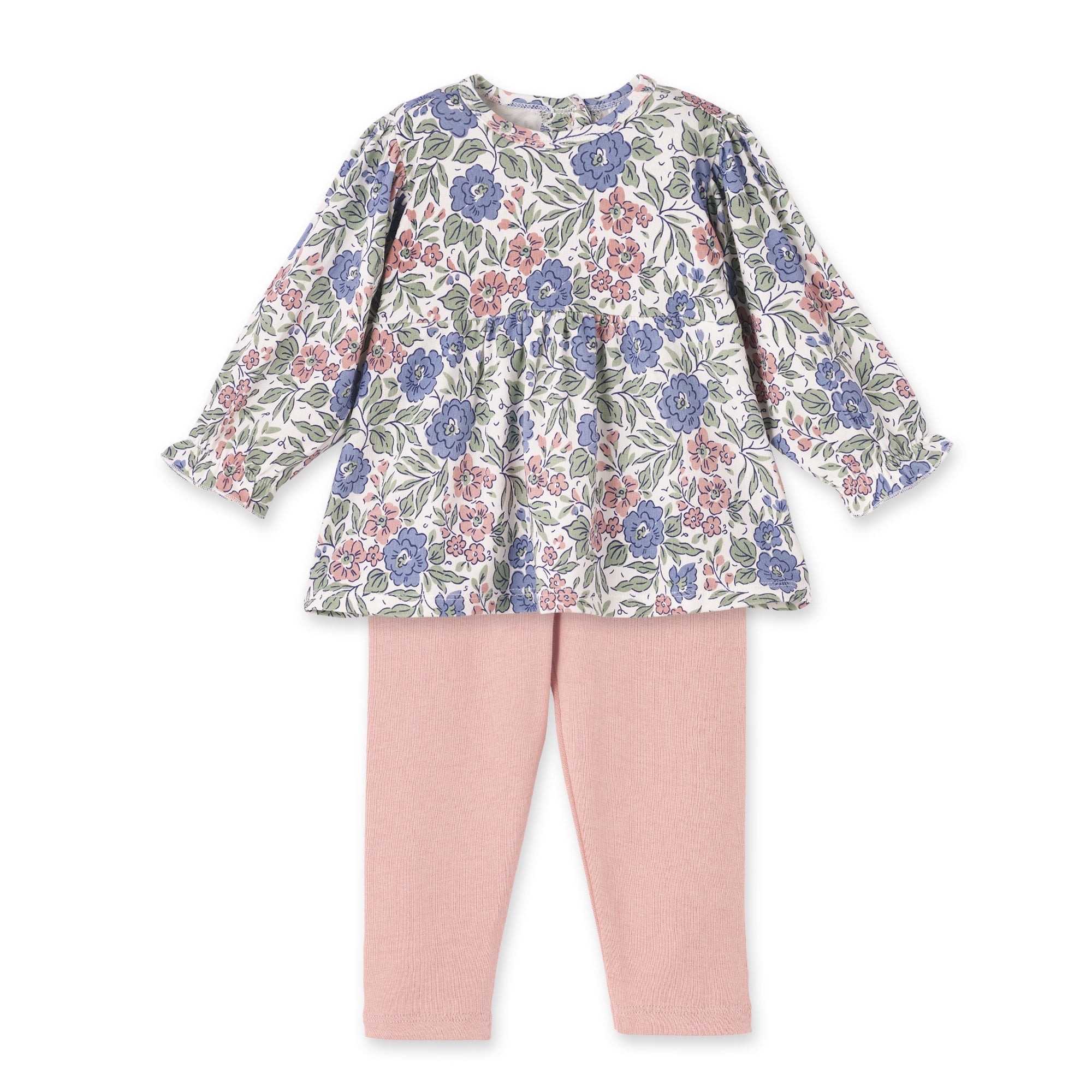 Vintage Floral Baby Girl Outfit - Bamboo &amp; Cotton