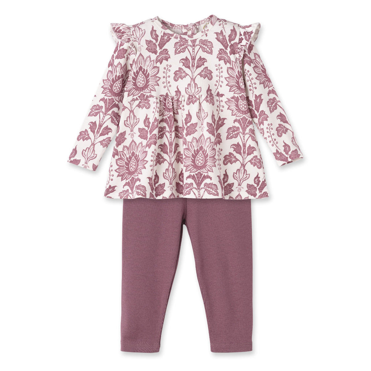 Floral Tapestry Baby Girl Set-Bamboo Top &amp; Cotton Pants