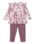 Floral Tapestry Baby Girl Set-Bamboo Top & Cotton Pants