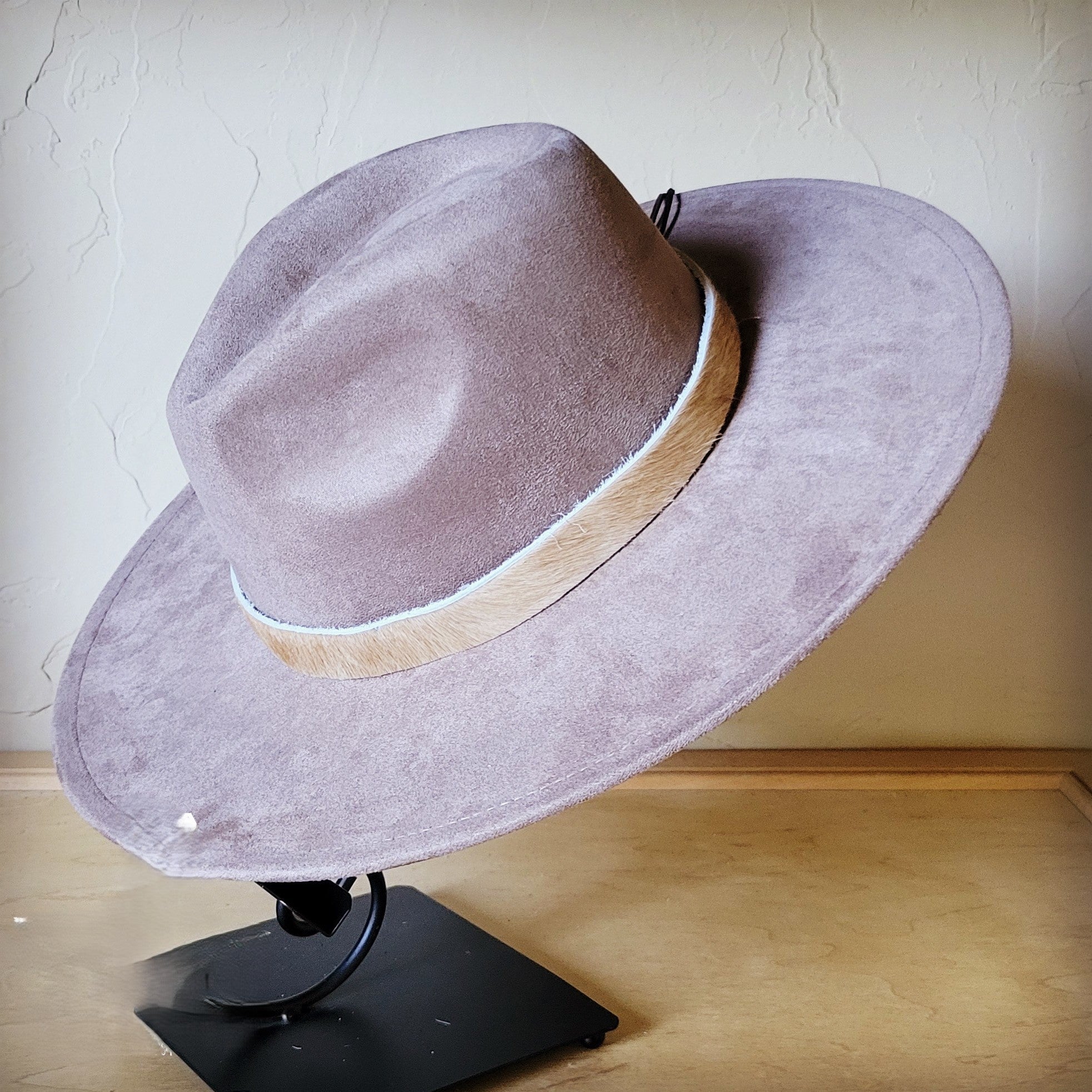 Taupe Boho Western Hat w/ Choice of Leather Band &amp; Turquoise Slab 983w