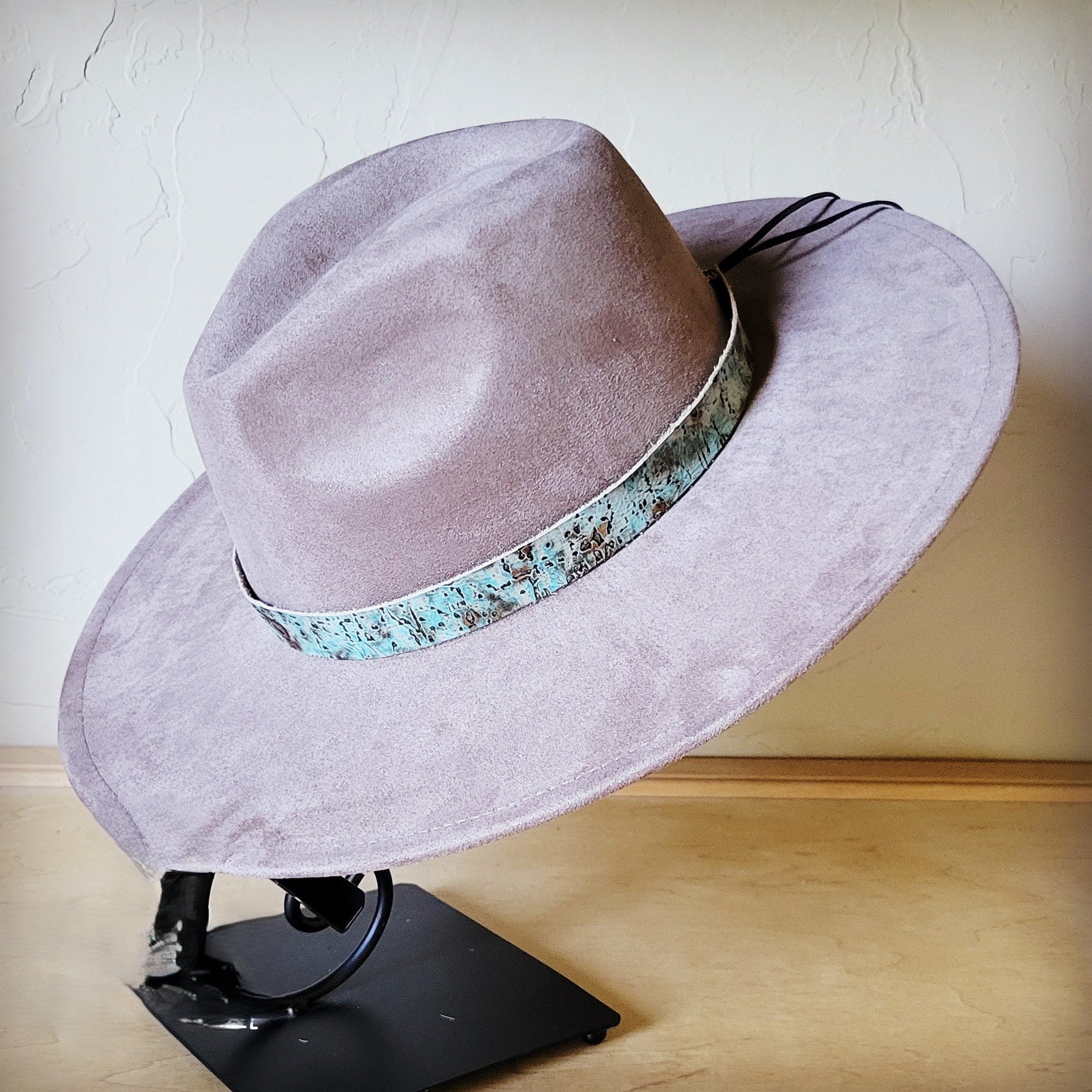 Taupe Boho Western Hat w/ Choice of Leather Band &amp; Turquoise Slab 983w