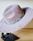 Taupe Boho Western Hat w/ Choice of Leather Band & Turquoise Slab 983w